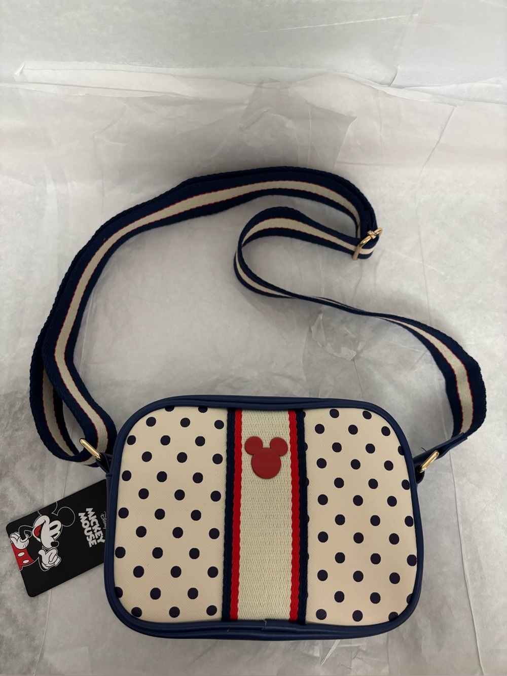 Disney Polka Dot Crossbody Bag in Navy, Cream and Red